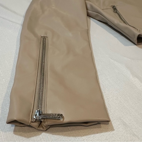 Sam Edelman Faux Leather Moto Jacket Beige | NWT Size Small - Picture 3 of 12